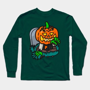 Varsity Pumpkin Grave Long Sleeve T-Shirt